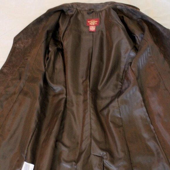Eddie bauer brown suede coat 3/4 length - Picture 3 of 7